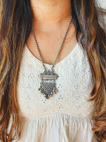 Neckpiece - Silver Triangle Design With Ghungroo German Oxidized  Neckpiece