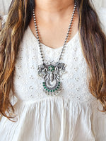 Neckpiece -Beautiful Silver Elephant Design With Pearls And German Oxidised Neckpiece