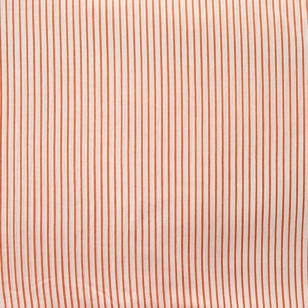 Pure Cotton Screen Print White With Orange Stripes Fabric