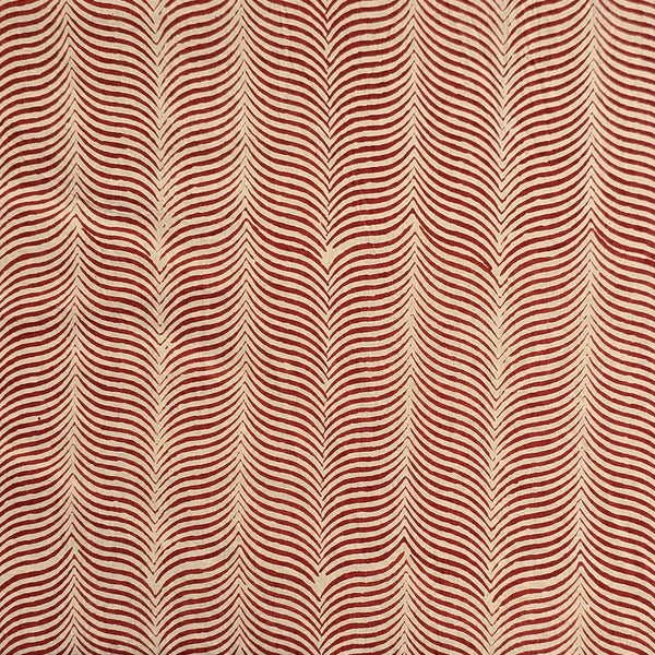 (PRE-CUT 1.50 METER) Pure Cotton Mul Bagru Cream With Red Weaves Hand Block Print Fabric