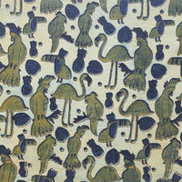 Pure Cotton Vanaspati Rust With Bird Motif Hand Block Print Fabric