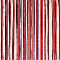 Pure Cotton Vanaspati Cream With Red And Blue Stripes Hand Block Print Fabric