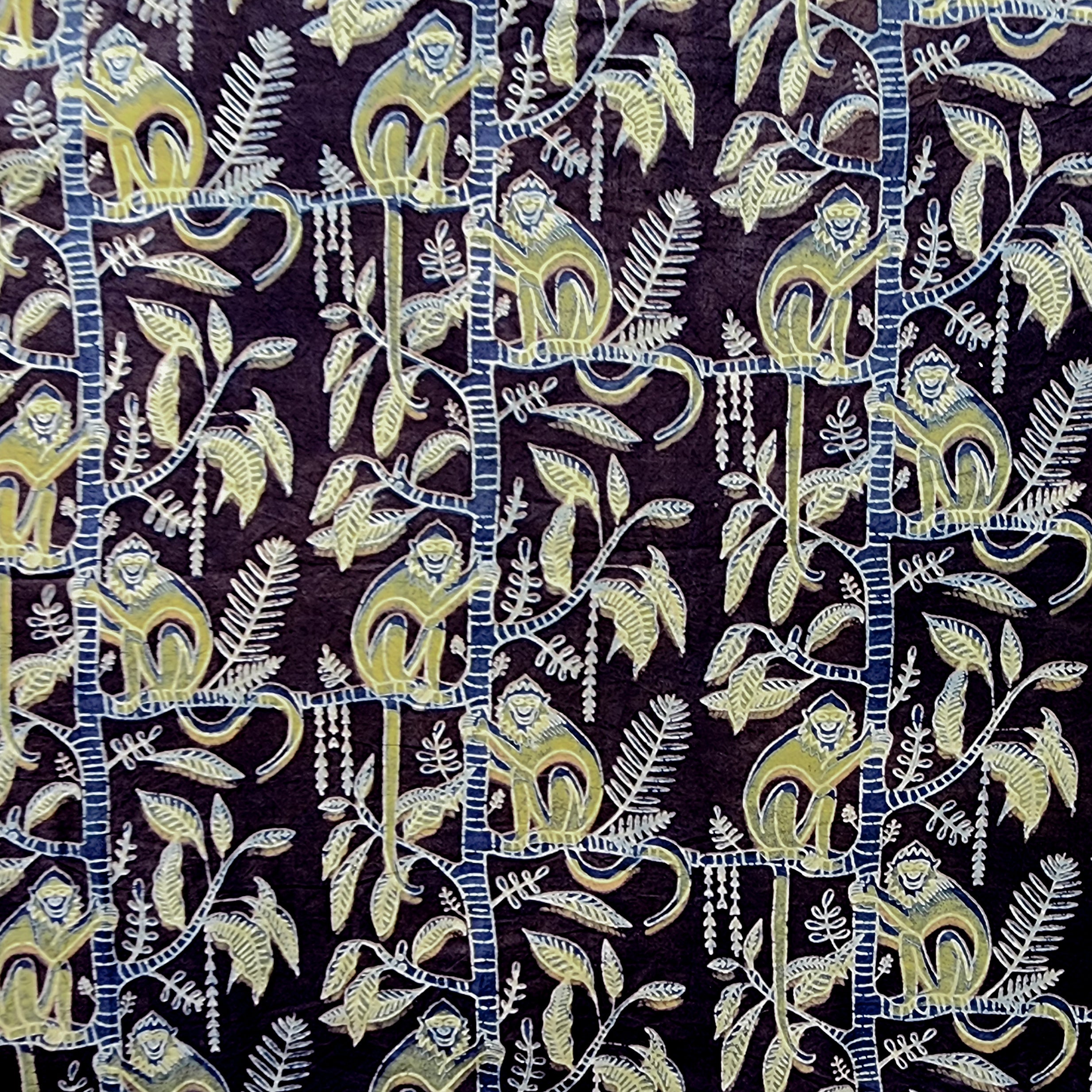 Pure Cotton Vanaspati Rust Black With Mustard Repeating Pattern Of Mon ...
