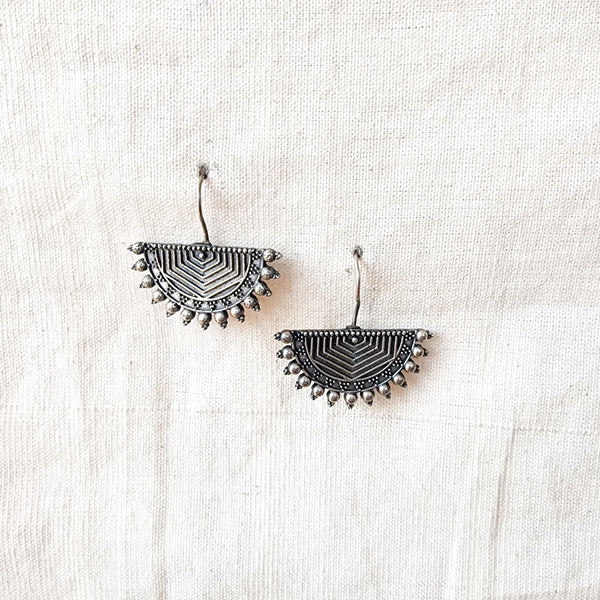 BALAMANI- Half Moon Boho Tribal Semi Circle Stud German Oxidised Drop Earrings