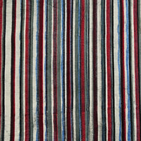 Pure Cotton Vanaspati Rust Green With Red Stripes Hand Block Print Fabric