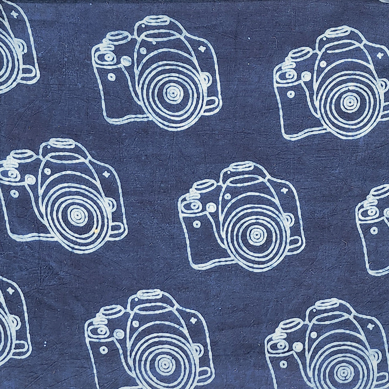 (PRE-CUT 2.25 METER) Pure Cotton Indigo Camera motif Hand Block Print ...