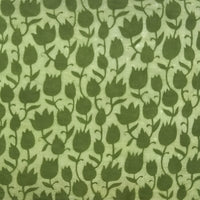 Pure Cotton Dabu Green With Flower Jaal Hand Block Print Fabric