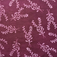 Pure Cotton Dabu Dark Mauve And Off White Flower Motifs Hand Block Print Fabric