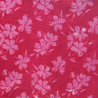 Pure Cotton Dabu Pinkish Red And Off White Flower Jaal Block Print Fabric