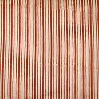Pure Cotton Bagru Cream With Rust Red Double Stripes Hand Block Print Fabric