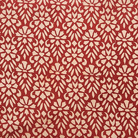 Pure Cotton Bagru Rust Red With Cream Flower Jaal Hand Block Print Fabric