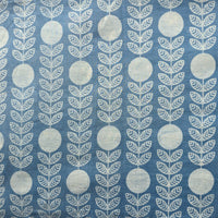 Pure Cotton Dabu Blue With Off White Leaves Creeper Hand Block Print Fabric