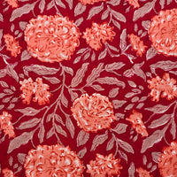 Pure Cotton Jaipuri Red With Orange Flower Jaal Hand Block Print Fabric