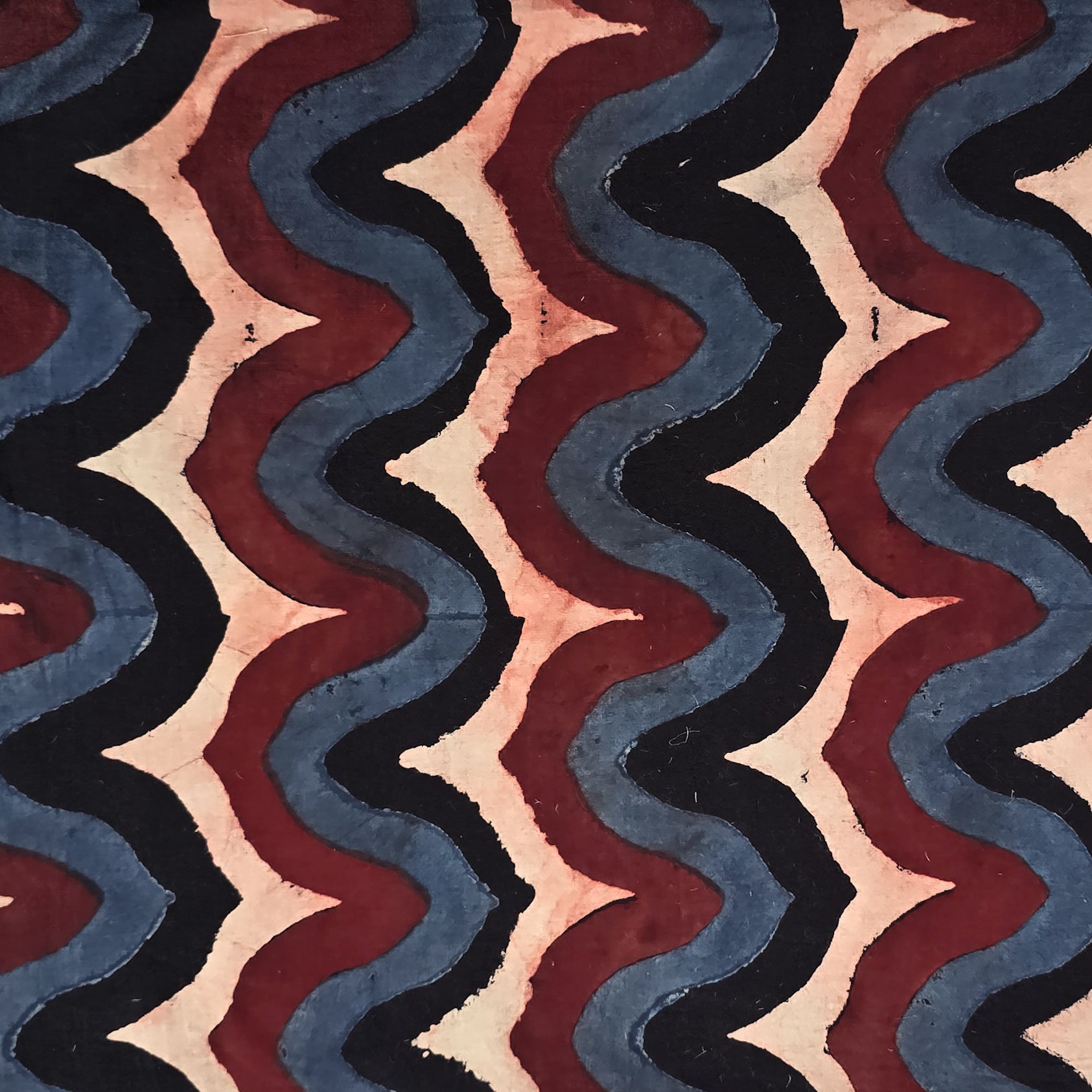 Pure Cotton Gad Ajrak Black And Rust Red With Rust Blue Border Stripes ...