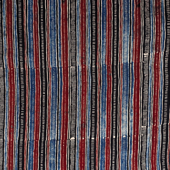 Pure Cotton Gad Ajrak Black And Rust Red With Rust Blue Border Stripes ...