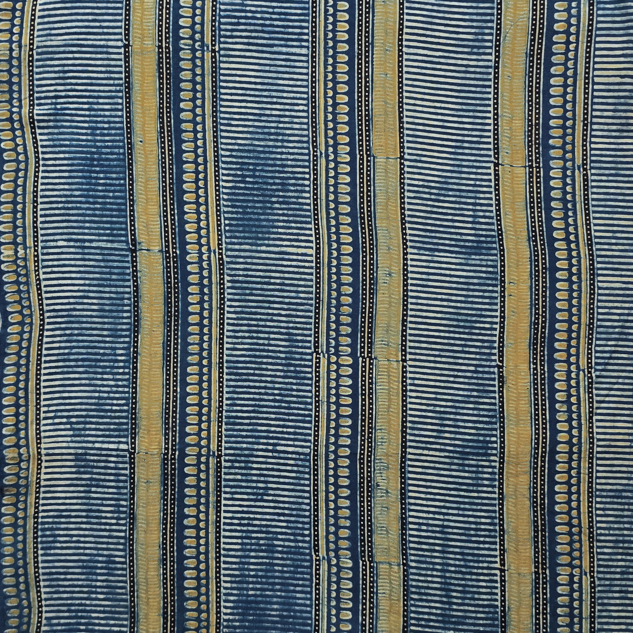 Pure Cotton Gad Ajrak Blue With Rust Green Border Stripes Hand Block P ...