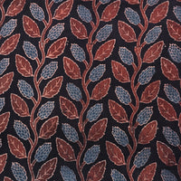 Pure Cotton Gad Ajrak Black With Maroon And Blue Leaves Creeper Jaal Hand Block Print Fabric