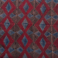 Pure Cotton Gad Ajrak With Maroon And Blue Geometerical Design Hand Block Print Fabric