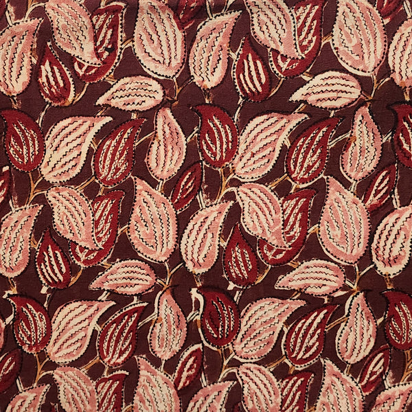 Maroon - Natural Dyed Hand Block Print Cotton Kalamkari Fabric 17