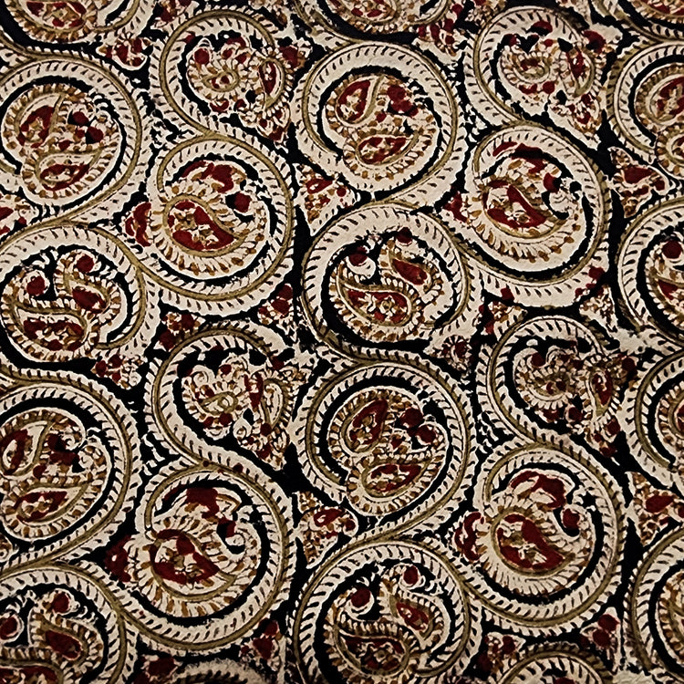 Green - Natural Dyed Hand Block Print Cotton Kalamkari Fabric 20