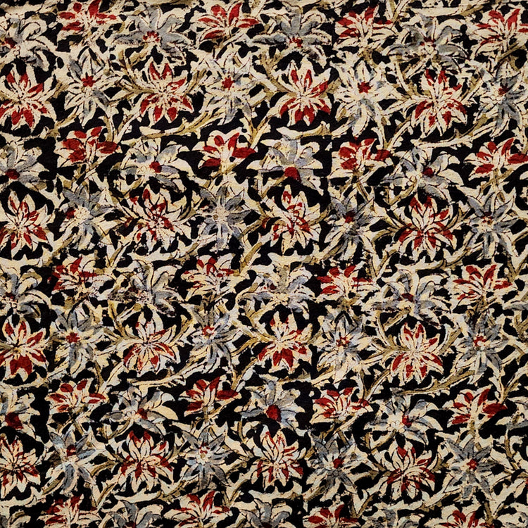 Red - Natural Dyed Hand Block Print Cotton Kalamkari Fabric 24