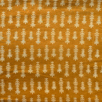 Pure Cotton Dabu Mustard  With Cream Motif Hand Blocks Print Fabric