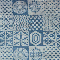 Pure Cotton Dabu Powder Blue With Intricate Design Hand Blocks Print Fabric
