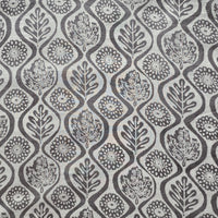 Pure Cotton Dabu Grey With Floral Design Hand Block Print Fabric