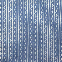 Pure Cotton Dabu Powder Blue With Tribal Zig Zag Lines Stripes Hand Blocks Print Fabric