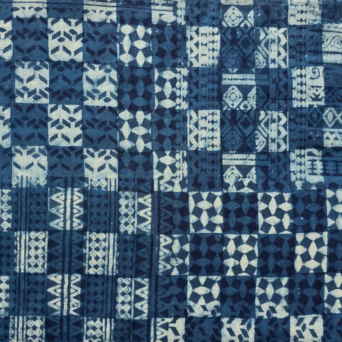 Pure Cotton Indigo With Intricate Design Blocks Hand Block Print Fabri ...