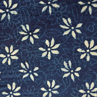 Pure Cotton Indigo blue with  White flower  Motif self design Hand Block Print Fabric