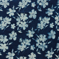 Pure Cotton Indigo With Floral Design Hand Block Print Fabric