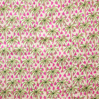 Pure Cotton Screen Print Light Peach With Coconut Tree Motif  Fabric