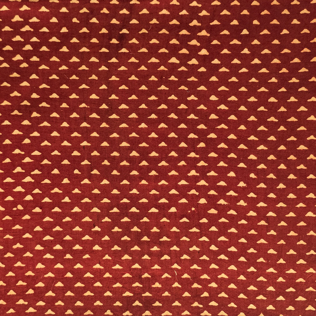 (PRE-CUT 1.60Meter) Pure Cotton Ajrak Red With Cream Tiny Arrow Motifs ...