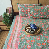 Forest Whispers- Pure Cotton Hand Block Printed Jaipuri Bedsheet Thread Count : 116