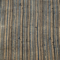 Pure Cotton Gad Ajrak Taupe With Rust Blue Small Checks And Stripes Hand Block Print Fabric