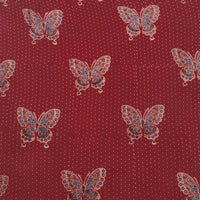 Pure Cotton Gad Ajrak Maroon With Rust Blue Butterfly Motif   Hand Block Print Fabric