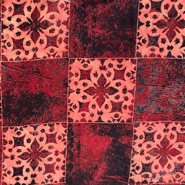 Pure Cotton Ajrak Maroon With Flower Design Blocks Hand Block Print Fabric