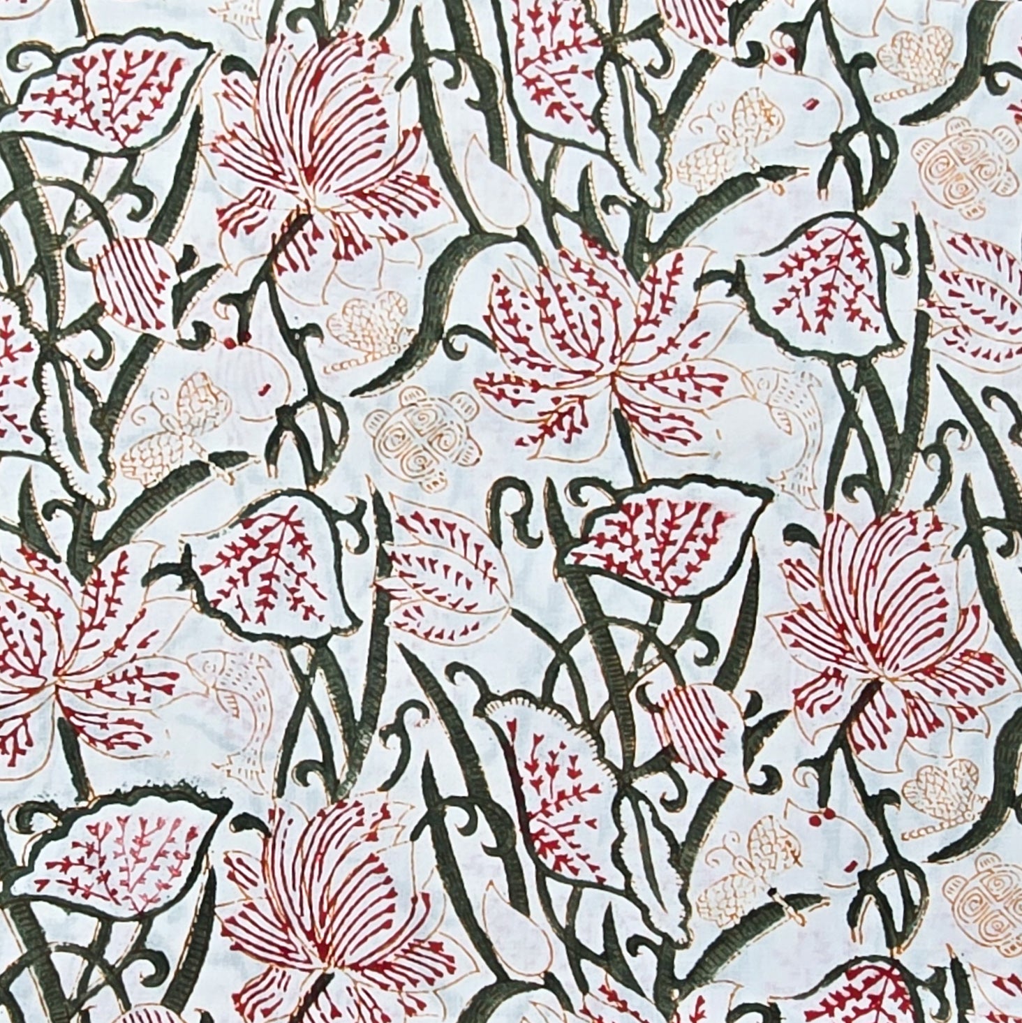 (PRE-CUT 2.40 METER) Pure Cotton Jaipuri White With Flower Jaal Hand B ...
