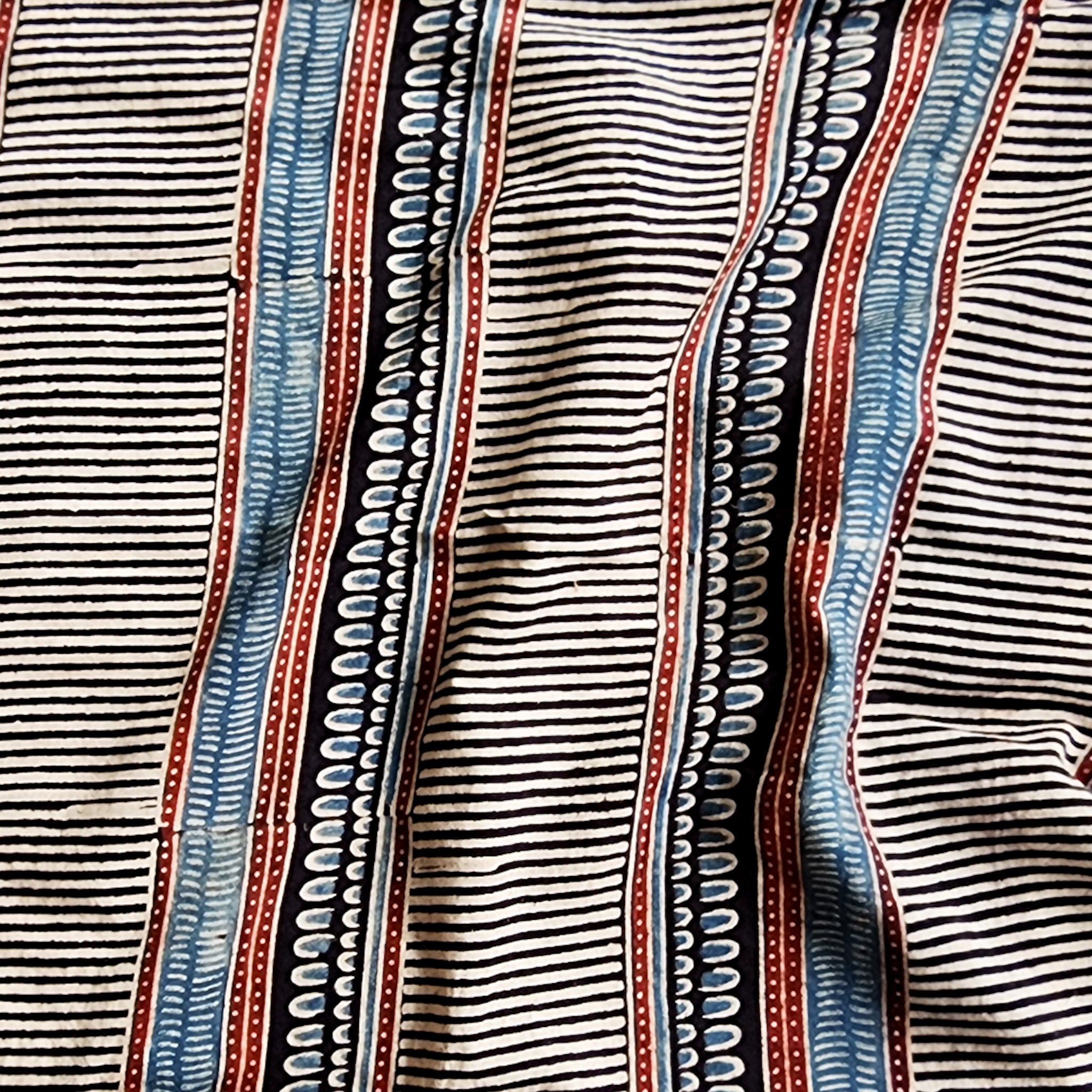 Pure Cotton Gad Ajrak Black With Rust Blue Big Border Design Stripes H ...
