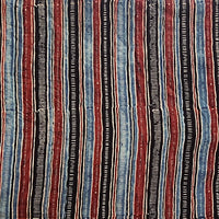 Pure Cotton Gad Ajrak Black With Maroon And Black Intricate  Stripes Hand Block Print Fabric