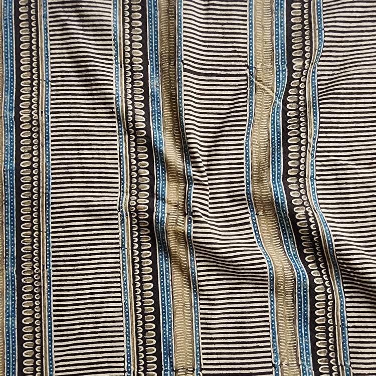 Pure Cotton Gad Ajrak Black With Taupe Big Border Design Stripes Hand ...