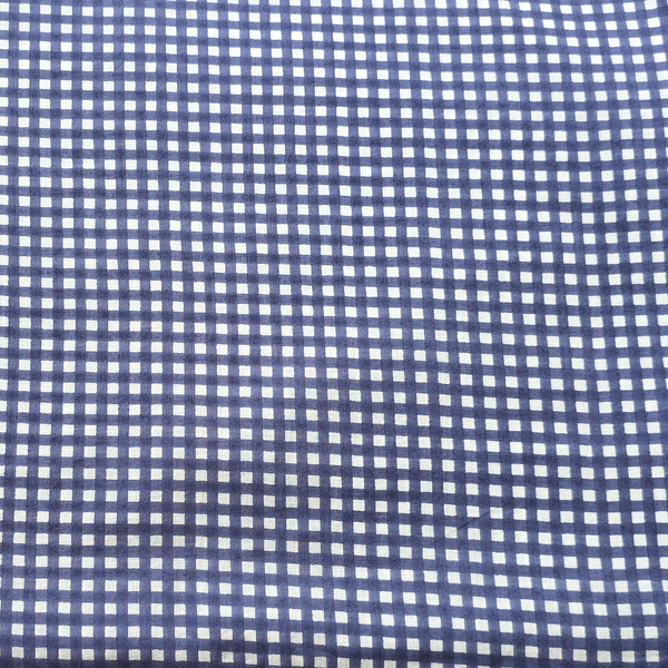 Pure Cotton Grey With White Tiny Square  Screen Print Fabric