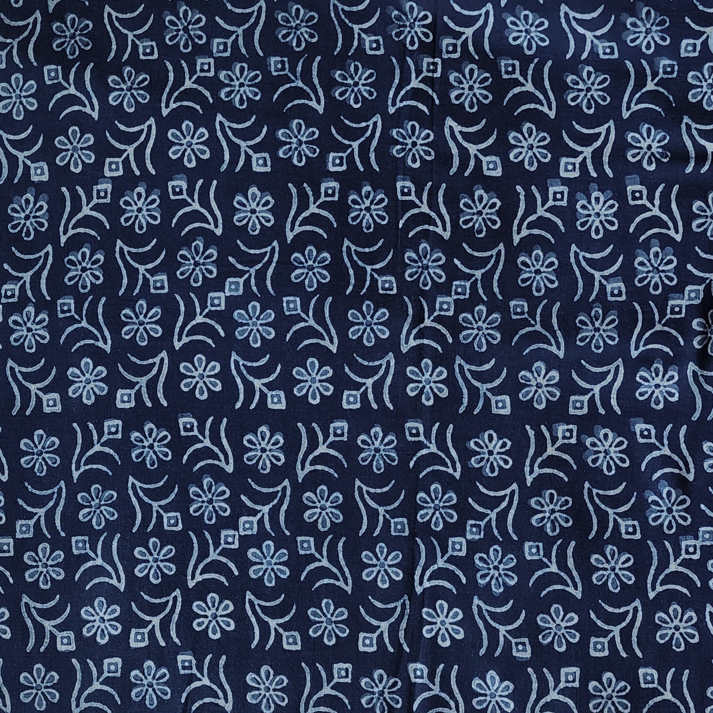 Pure Cotton Akola Indigo With White Rangoli Flowers Hand Block Print F ...