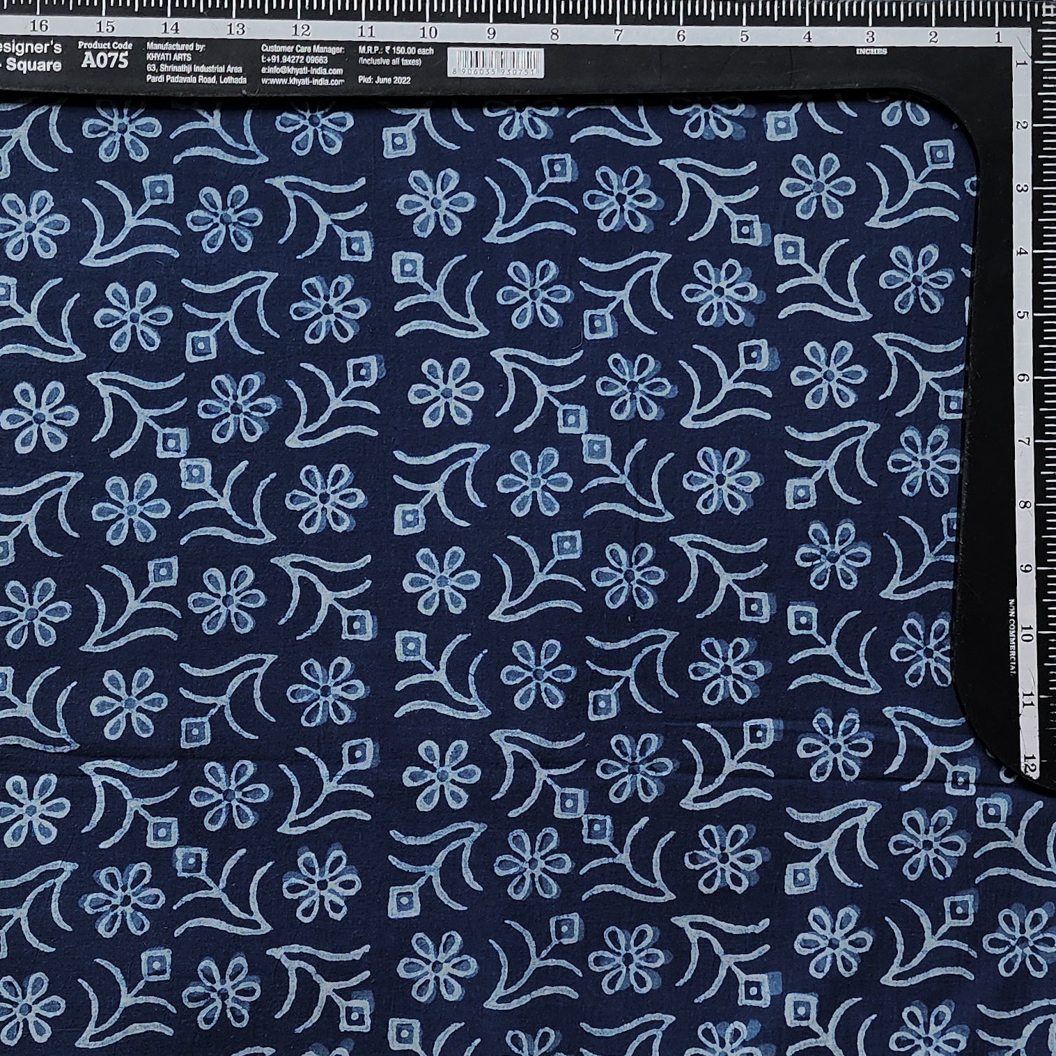 (Precut -0.90Meter )Pure Cotton Akola Indigo With White Rangoli Flower ...