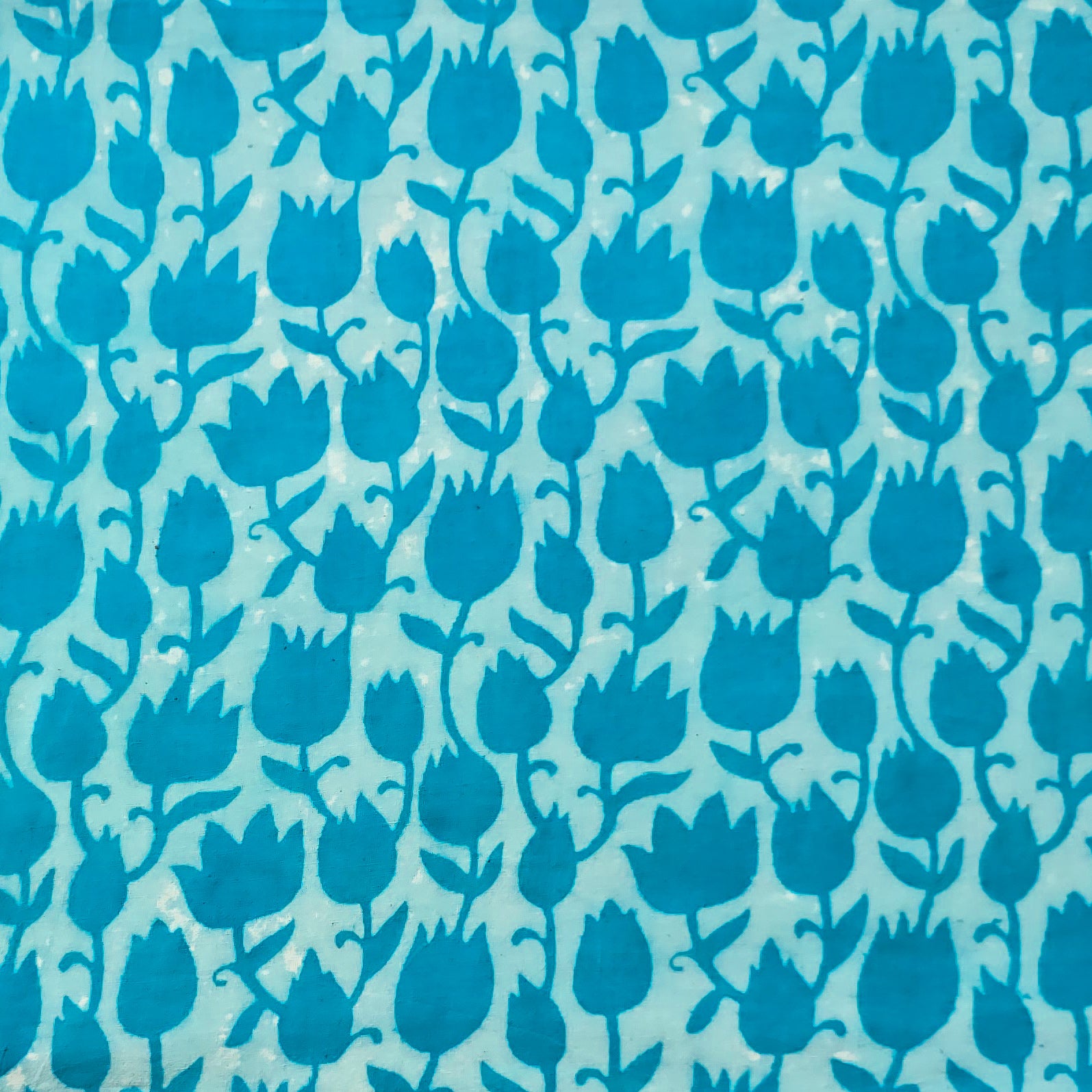 Pure Cotton Dabu Cyan With Flower Jaal Hand Block Print Fabric – Sanskruti