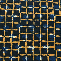New Pure Cotton Dabu Dark Blue With orange checks Hand Block Print Fabric