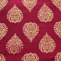Pure Cotton Dabu  Red With beige  Inticate Design Motif Hand Block Print Fabric