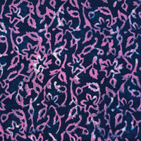 Pure Cotton Dabu Navy Blue With Purple  Flower Jaal Hand Block Print Fabric