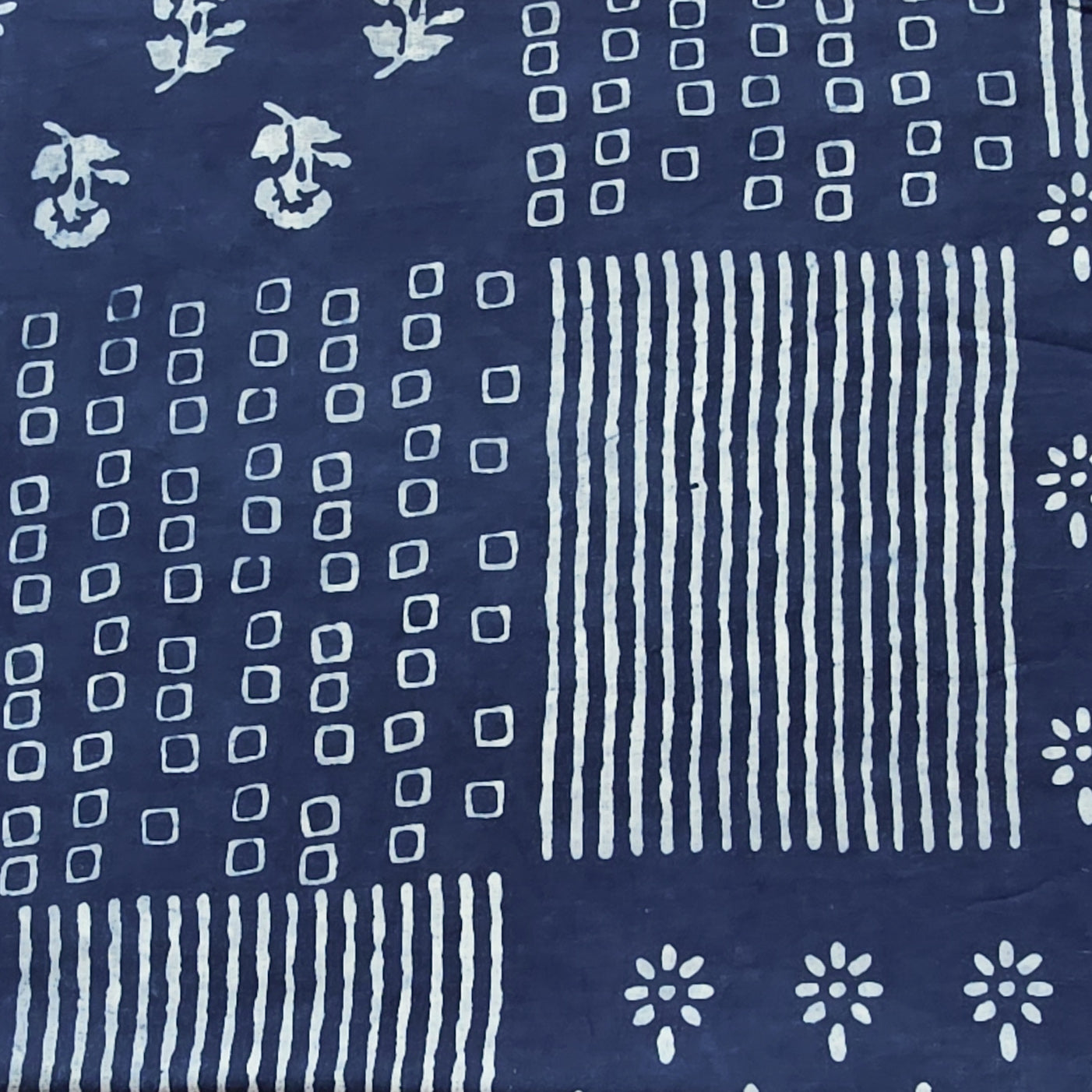 Pure Cotton Indigo With White Different Blocks design Hand Block Print ...